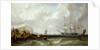 The Blackwall frigate 'Owen Glendower' at anchor off a coastline by G. W. Butland