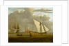 The English yacht 'Portsmouth' at anchor by Willem van de Velde the Elder