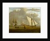 The English yacht 'Portsmouth' at anchor by Willem van de Velde the Elder