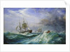 Man overboard: Rescue launch from HMS 'St Jean d'Acre' by Oswald Walter Brierly