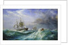 Man overboard: Rescue launch from HMS 'St Jean d'Acre' by Oswald Walter Brierly