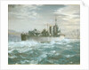HMS Woolston (1918) in a heavy sea by Charles E Turner