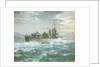 HMS Woolston (1918) in a heavy sea by Charles E Turner