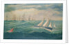 Liverpool pilot schooner No 2, the Leader, leading a fleet of vessels over the Mersey bar during a gale, 8 February 1881 by William Howard Yorke