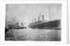 Passenger liner 'Titanic' (Br, 1912) Oceanic Steam Nav Co Ltd, (Ismay Imrie & Co Ltd, managers) (White Star Line): at Belfast with the 'Olympic'; bow just out of picture by unknown