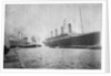 Passenger liner 'Titanic' (Br, 1912) Oceanic Steam Nav Co Ltd, (Ismay Imrie & Co Ltd, managers) (White Star Line): at Belfast with the 'Olympic'; bow just out of picture by unknown