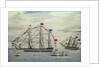 A warship at anchor by Charles Weeden