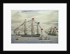 A warship at anchor by Charles Weeden