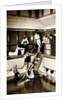 Passengers on aboard an unidentified cruise liner relax around the swimming pool in the very latest fashions by unknown