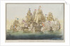 H.M.Ships 'Victory' and 'Temeraire', in the Battle of Trafalgar at half past Noon by A. Masson