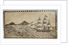 Scrimshaw wall picture, bone panel of whaling scene. by unknown