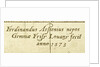 Astrolabe: signature beneath shadow square by Ferdinand Arscenius