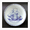 Delftware ship bowl by unknown