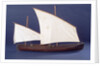 Full hull model, two masted open boat, starboard broadside by Unknown
