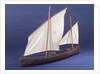 Full hull model, two masted open boat, port by unknown