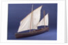 Full hull model, two masted open boat, port by unknown