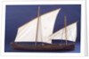 Full hull model, two masted open boat, port broadside by unknown