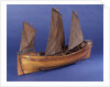 Full hull model, sailing lifeboat, starboard stern quarter by unknown