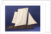 Full hull model, sailing liferaft, starboard broadside by unknown
