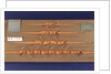 Full hull model, racing four shell, port broadside by unknown