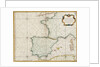 Chart of western Europe showing Paris meridian as the Prime by Jacques Nicolas Bellin