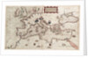 Chart of Mediterranean, Black and Caspian Seas, 16th century by Paulo Forlani