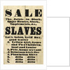 Slave sale poster by Unknown