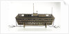 Design model, refuge asylum, broadside, with mooring chains by unknown