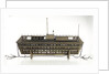 Design model, refuge asylum, broadside, with mooring chains by unknown
