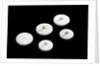 Three large and two small crucible lids by unknown