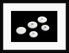 Three large and two small crucible lids by unknown