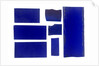Seven pieces of cobalt blue pieces of glass in a bag by unknown