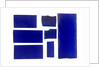 Seven pieces of cobalt blue pieces of glass in a bag by unknown