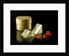 Pill box containing two prisms and red coloured crystals by unknown