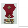 Medals awarded to Admiral of the Fleet, Earl David Beatty, on a presentation board, including a Sash, Badge and Star, and a bar of 14 medals, (left to right) MED2214-27 by unknown