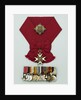 Medals awarded to Admiral of the Fleet, Earl David Beatty, on a presentation board, including a Sash, Badge and Star, and a bar of 14 medals, (left to right) MED2214-27 by unknown