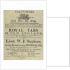 'Royal Tars of Old England', a recruitment poster for volunteers by W. & A. Lee
