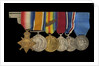Medals awarded to Vice-Admiral Sir Alfred Englefield Evans, KBE, CB (obverse, left to right, MED1153-1158) by Unknown