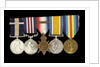 Medals awarded to Arthur Robert Blore (obverse, left to right, MED1860-1864) by B. Mackennal