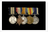 Medals awarded to Petty Officer Cecil Ernest Edgar Miles DSM (obverse, l to r, MED1393-1397) by B. Mackennal