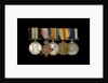 Medals awarded to Petty Officer Cecil Ernest Edgar Miles DSM (obverse, l to r, MED1393-1397) by B. Mackennal