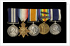 Medals awarded to Chief Petty Officer A. G. Clarke DSM (obverse, l to r, MED1095-1104) by B. Mackennal
