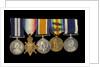 Medals awarded to Chief Petty Officer A. G. Clarke DSM (obverse, l to r, MED1095-1104) by B. Mackennal