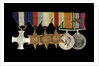 Medals awarded to Cdr Herbert J. P. Crousaz DSC (obverse, l to r, ZBA2252-2257) by Unknown