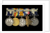 Medals awarded to Able Seaman R. J. Squires DSM (reverse, r to l, MED2591-2595) by B. Mackennal