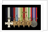 Medals awarded to Sub Lieutenant R. T. C. Worsley DSC (obverse, l to r, ZBA3029-3034) by unknown