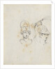 A study of two heads wearing different helmets (verso) by Thomas Baxter