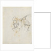 A study of two heads wearing different helmets (verso) by Thomas Baxter