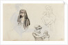 A woman with a draped head and two studies of a woman with a child, possibly Horatia (verso) by Thomas Baxter