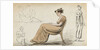 A young woman seated in a chair and other figure studies (verso) by Thomas Baxter